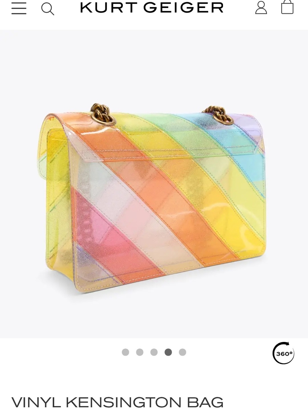 Kurt Geiger Vinyl Kensington Rainbow Shoulder Bag - Picture 3 of 13
